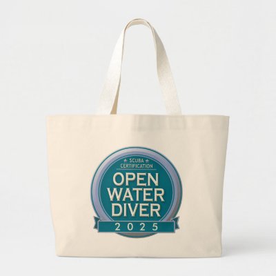 Customizable Certified Open Water Diver Large Tote Bag