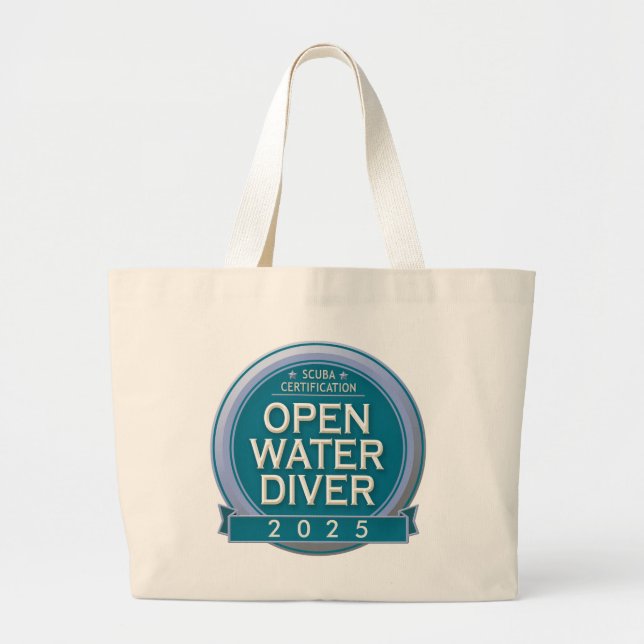 Customizable Certified Open Water Diver Large Tote Bag (Front)