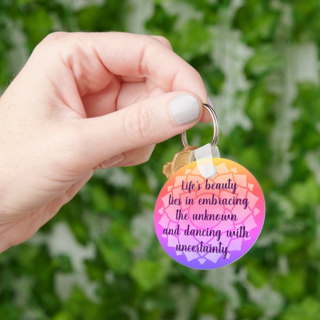 Customizable Chakra Design Inspirational Quote M Keychain (Hand)