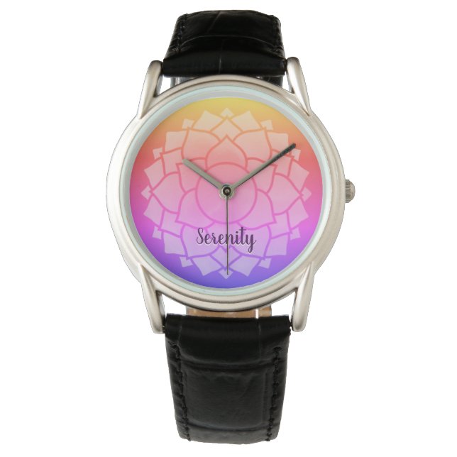 Customizable Chakra Design Personalized Name Ombre Watch (Front)