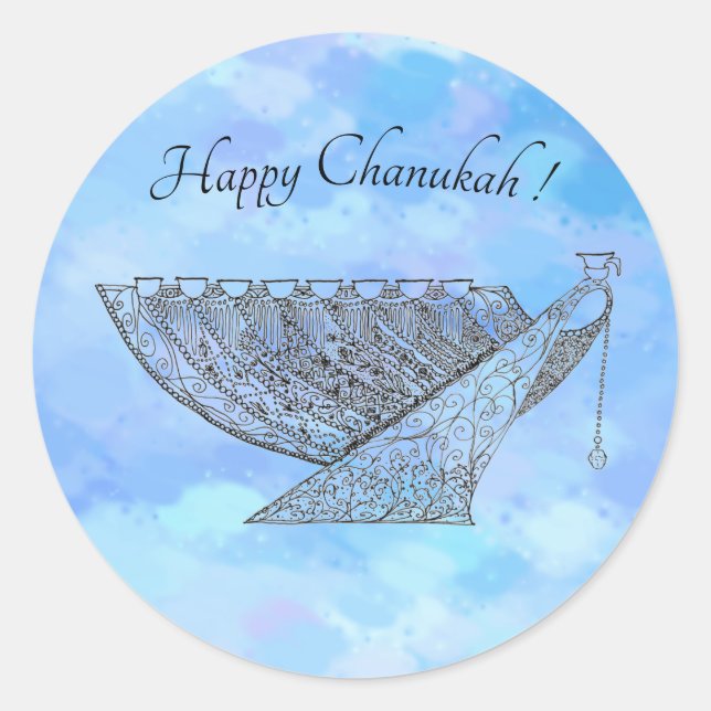 Customizable Chanukah Sticker, Small Classic Round Sticker (Front)