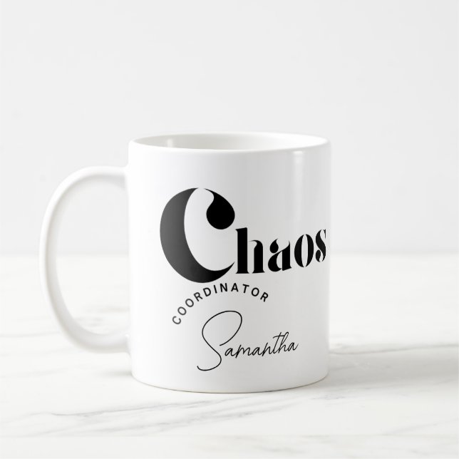 Customizable "Chaos Coordinator" Mug Workplace (Left)