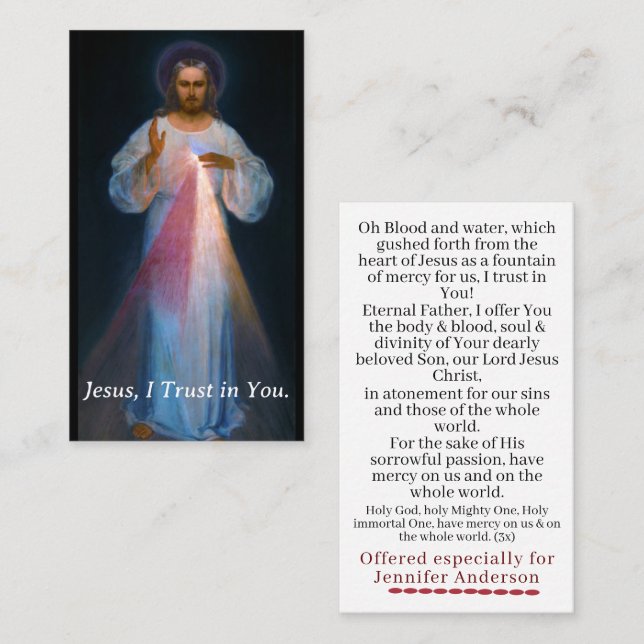 Customizable Chaplet of Divine Mercy Prayer Card (Front/Back)