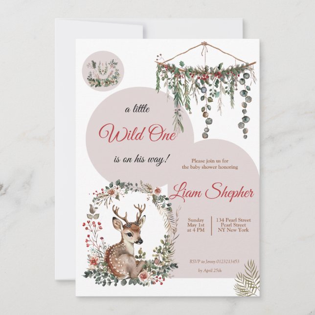 Customizable Charming Woodland Baby Shower Invitation (Front)