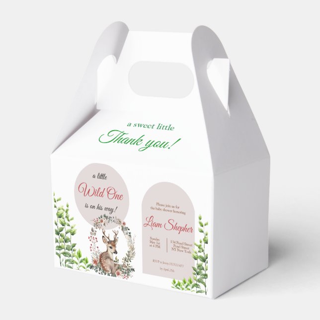 Customizable Charming Woodland-Themed Baby Shower  Favor Boxes (Front Side)