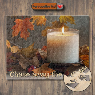 Customizable Chase Away the Gloom Autumn-Themed Jigsaw Puzzle