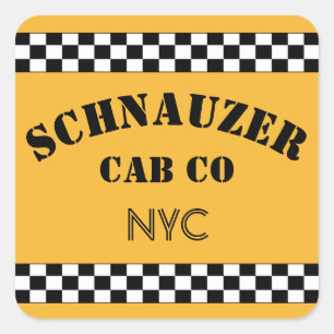 Customizable Checker Cab Square Sticker
