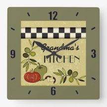 Customizable checkered kitchen wall clock