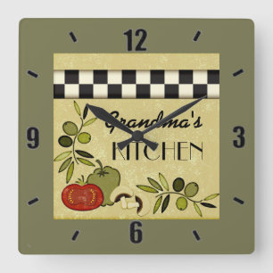 Customizable checkered kitchen wall clock