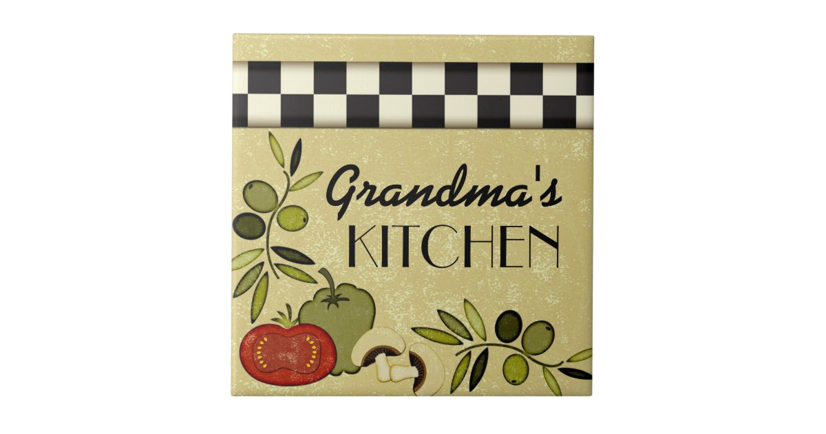 Customizable checkered kitchen wall plaque tile Zazzle