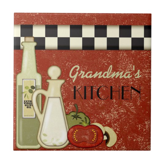 Customizable checkered kitchen wall plaque tile