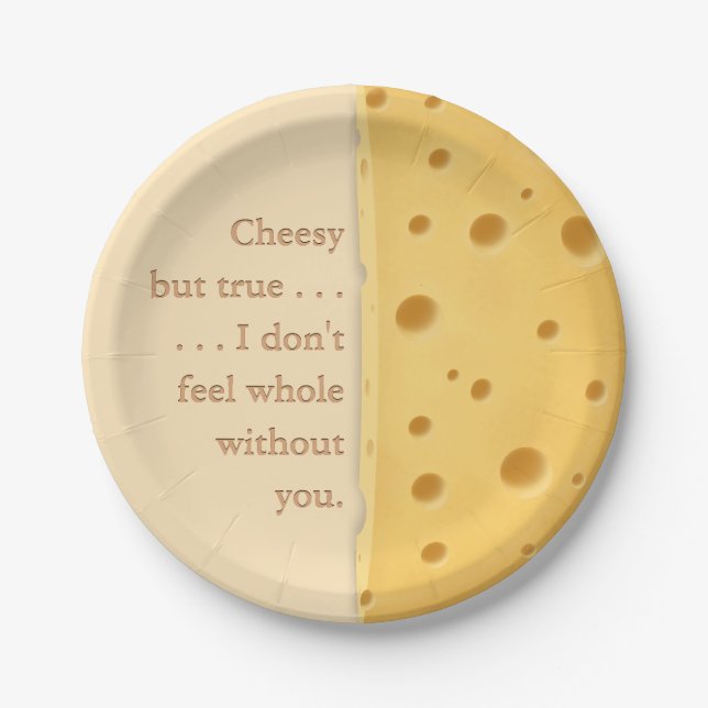 Customizable Cheesy Message Charming Cheese Lover  Paper Plates (Front)