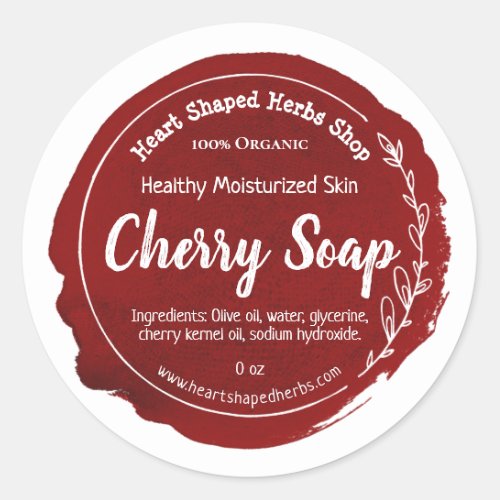 Customizable Cherry Soap Label Handmade Business