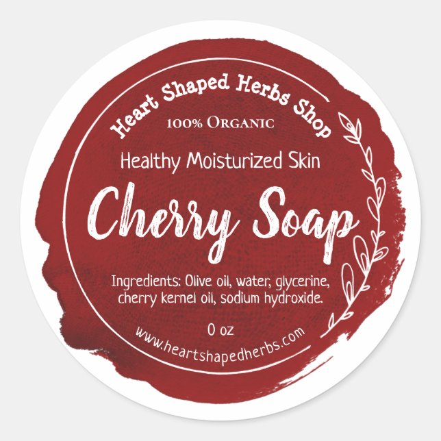 Customizable Cherry Soap Label Handmade Business (Front)
