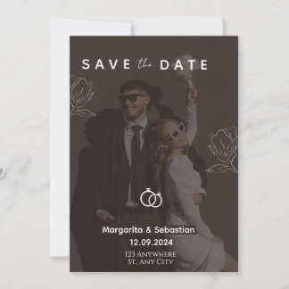 Customizable Chic Black with photo save the date  Invitation