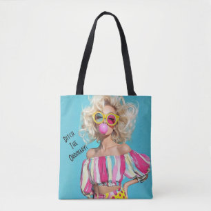 Customizable Chic Blonde "Ditch The Ordinary" Tote Bag