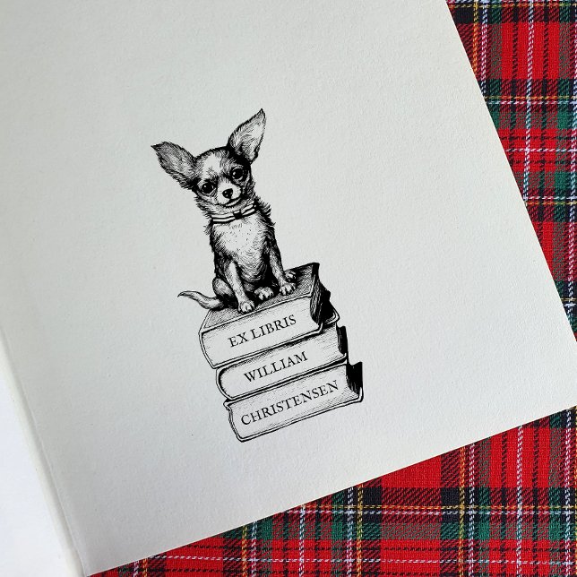 Customizable Chihuahua Bookplate Rubber Stamp (Creator Uploaded)
