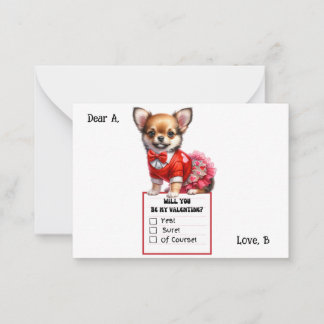 Customizable Chihuahua Puppy Valentine Note Card