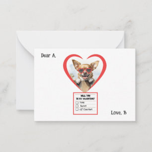 Customizable Chihuahua Valentine Note Card  