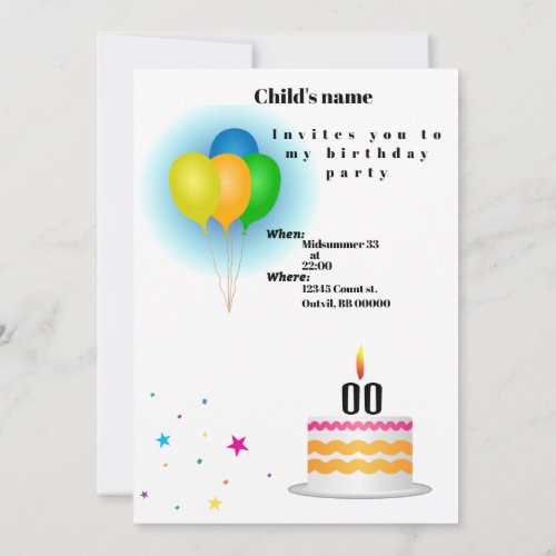 Customizable childs birthday invitation