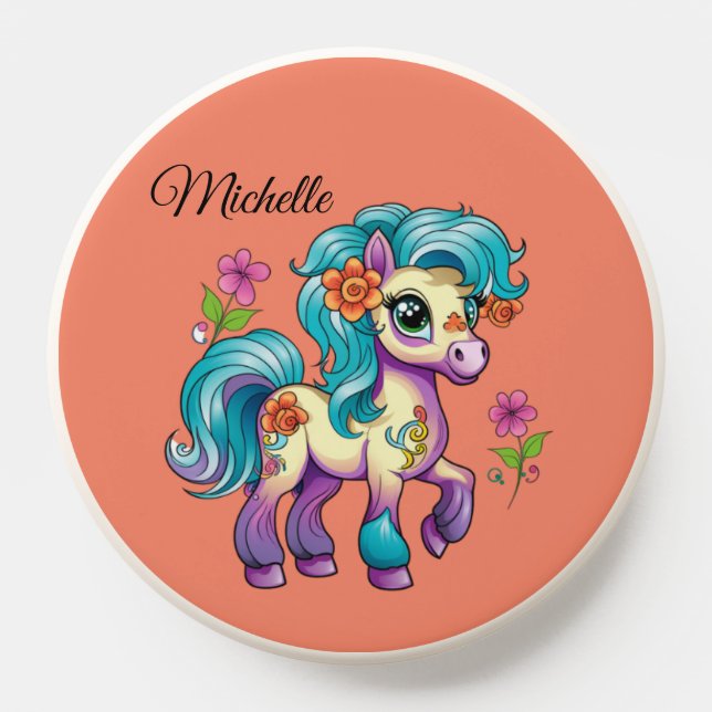 Customizable Child's Name Cartoon Pony Phone Grip (Popsocket)