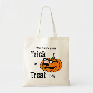 Customizable Child's Trick or Treat Funny Pumpkin Tote Bag