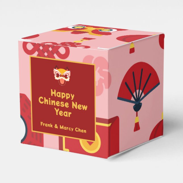 Customizable Chinese New Year Lucky Red Icons Favor Boxes (Front Side)