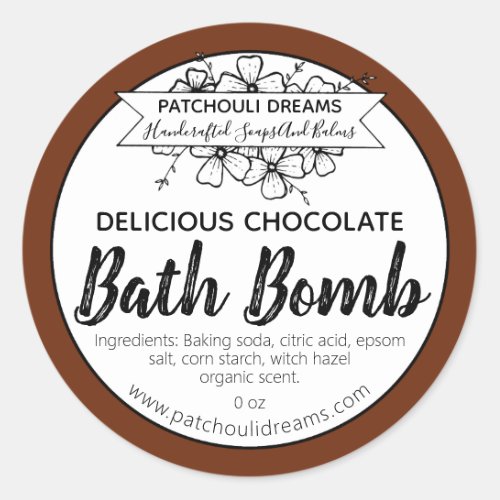 Customizable Chocolate Bath Bomb Label Handmade