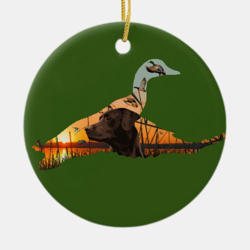 Customizable Chocolate Labrador Ornament Duck Ceramic Ornament