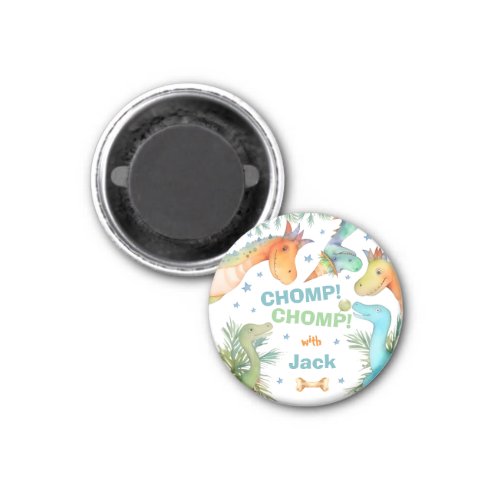 Customizable CHOMP CHOMP Dinosaur Round Magnet