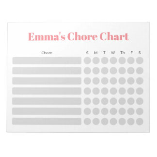 Customizable Chore Chart Notepad