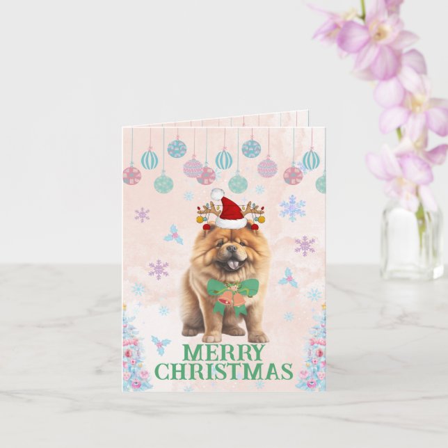 Customizable Chow-Chow Christmas Greeting Card (Orchid)