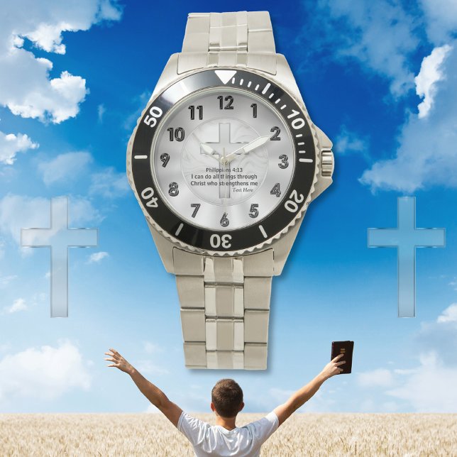 Customizable Christian Bible Verse Wrist Watch (Christian Wrist Watches. Religious wrist watches are, wonderful, gifts for Pastors. Religious Watch.)