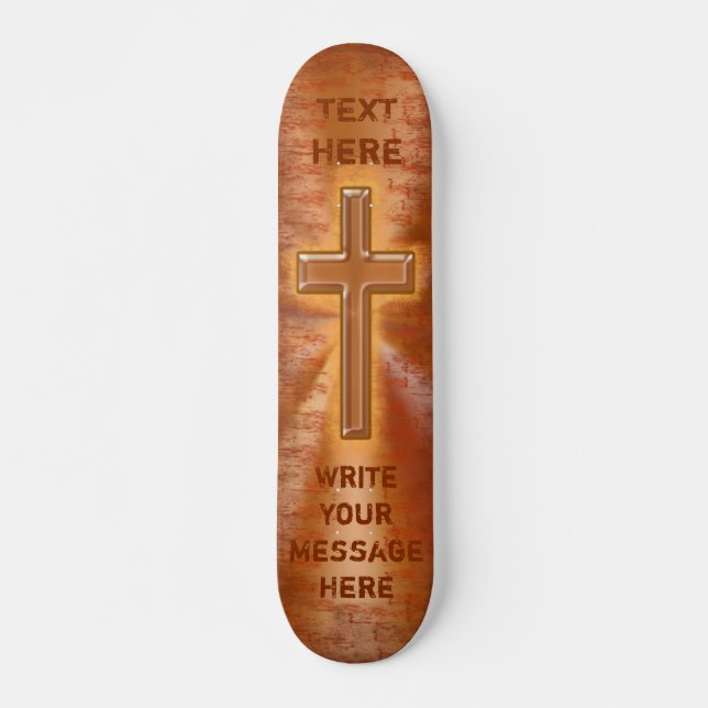Customizable Christian Skateboards w/ Copper Cross (Front)