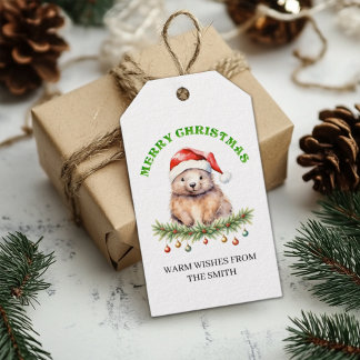 Customizable Christmas Aussie Wombat Gift Tags