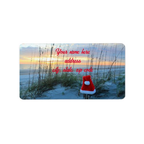 Customizable Christmas beach address labels