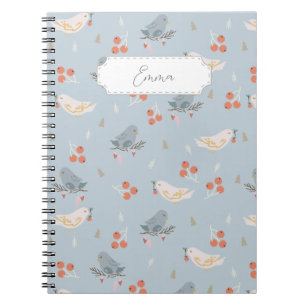 Customizable Christmas Birds Seamless Pattern Notebook