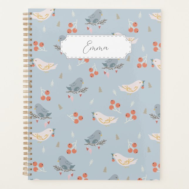 Customizable Christmas Birds Seamless Pattern Planner (Front)