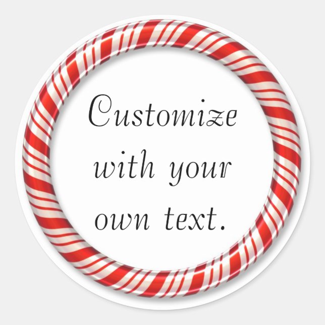 Customizable Christmas candy cane circle stickers (Front)