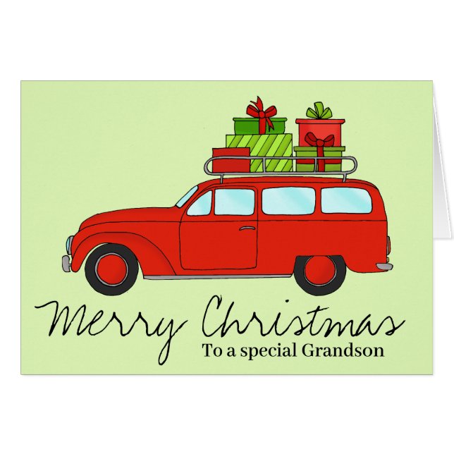 Customizable Christmas Car with gifts Cards (Front Horizontal)