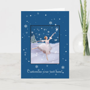 Customizable Christmas card, Ballerina and Snow Holiday Card