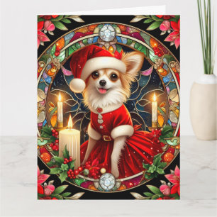 Customizable Christmas Card Chihuahua Santa