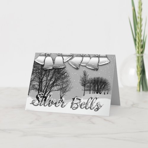 Customizable Christmas Card Silver Bells