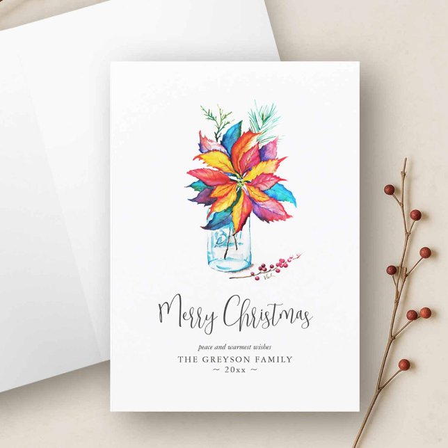 Customizable Christmas Cards | Do Tell A Belle (Custom Christmas cards blank inside with a watercolor poinsettia art by Victoria of Do Tell A Belle)