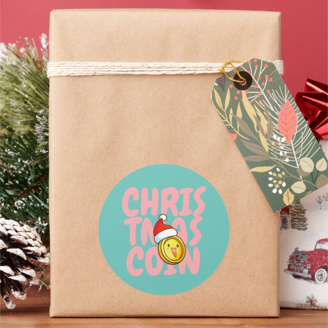 Customizable Christmas Coin Classic Round Sticker (Holiday)