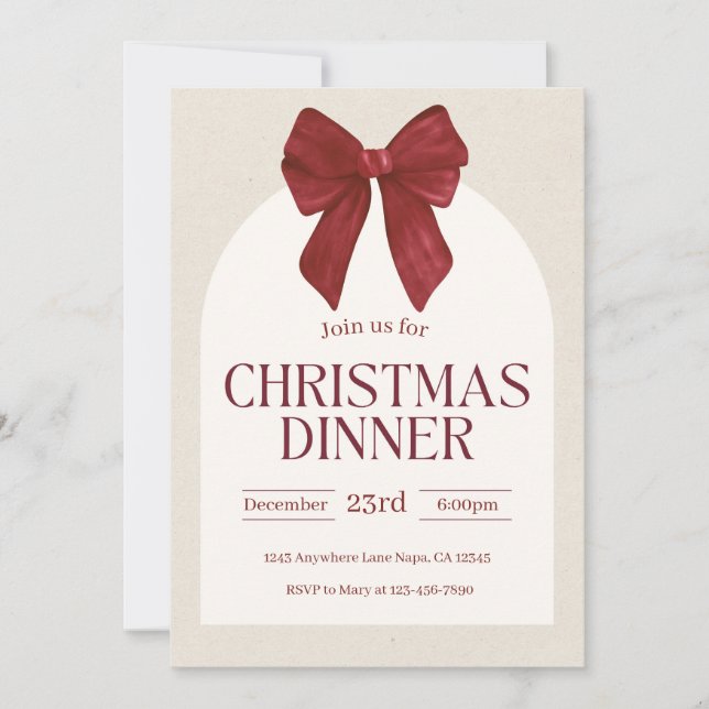 Customizable Christmas Dinner Elegant Holiday  Invitation (Front)