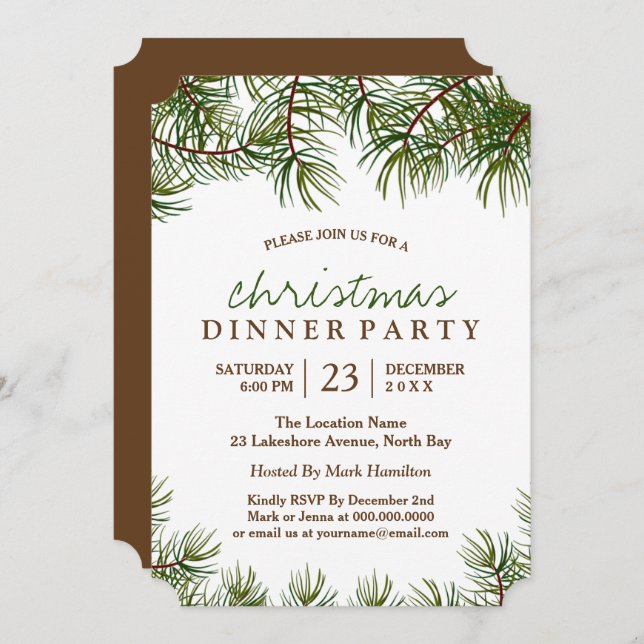 Customizable Christmas Dinner Party Invitation (Front/Back)