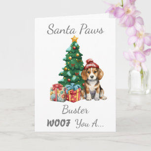 Customizable Christmas Dog Beagle  Card