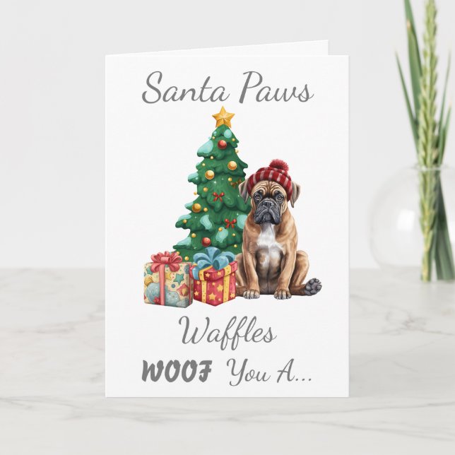 Customizable Christmas Dog Boxer Dog  Card (Front)