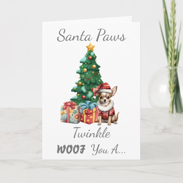Customizable Christmas Dog Chihuahua Holiday Card (Front)